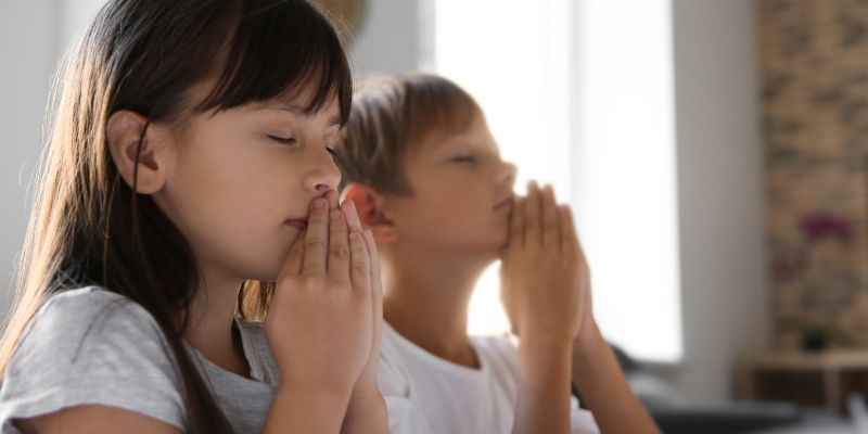 Catholic Students Praying To Their Guardian Angel