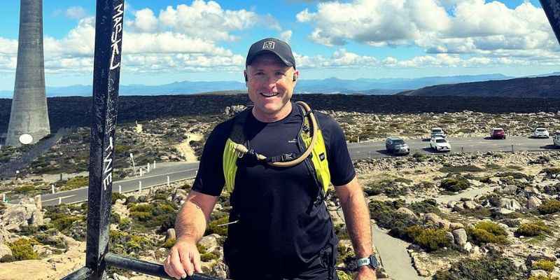 Jonathan Doyle preparing to climb the summit of Mount Wellington in the city of Hobart