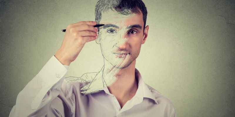Man Drawing His Own Self Identity